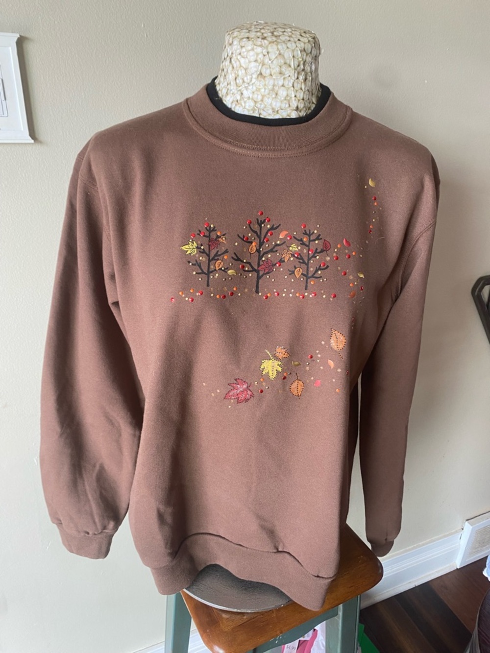 Vintage 90 Granny Core  Autumn Leaf Crewneck Sweatshirt